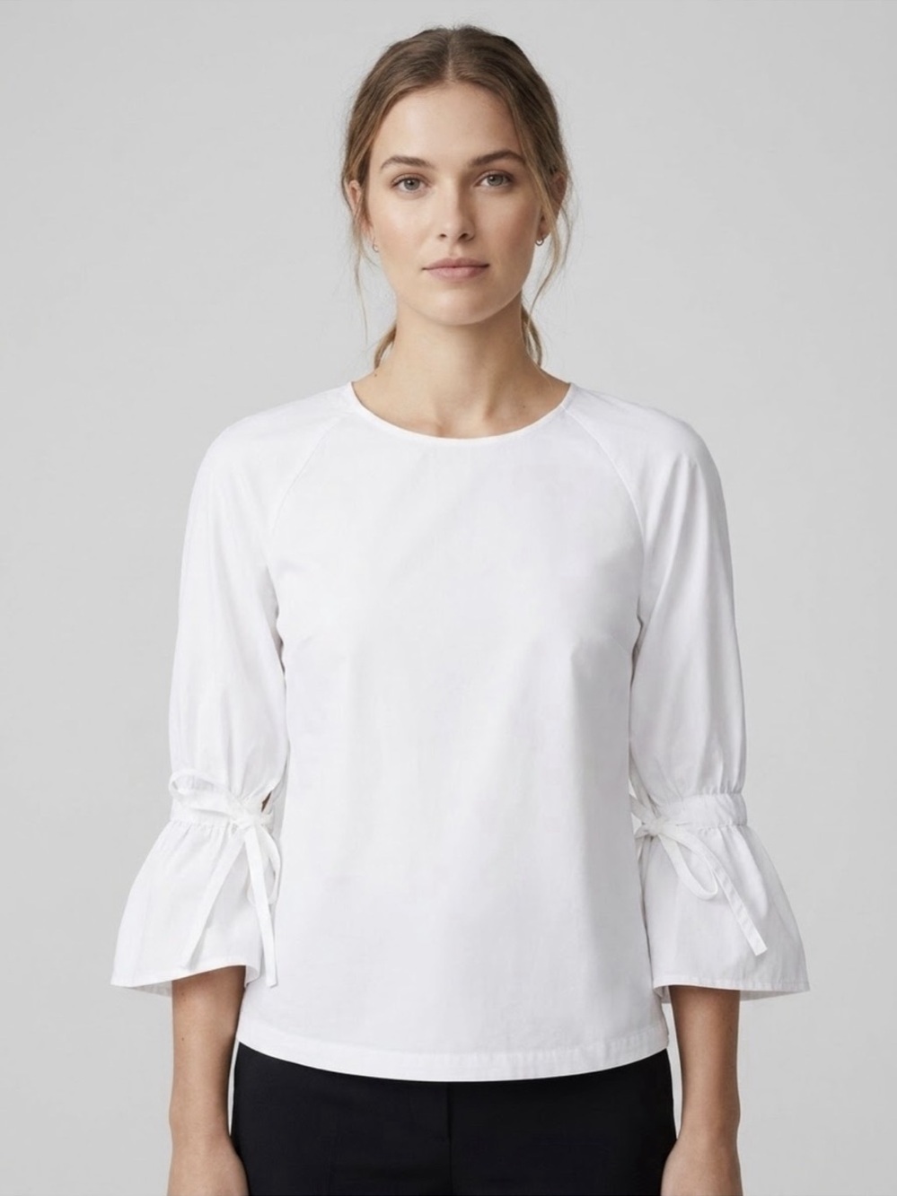 FRAME Shirt White Cotton Blouse bell sleeve XS